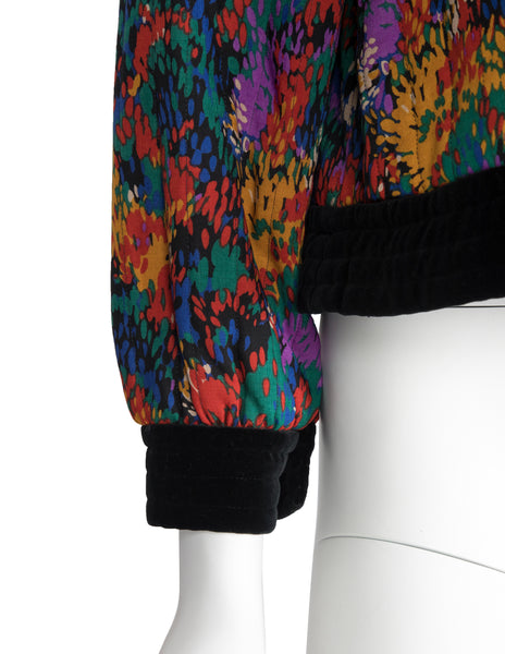 Yves Saint Laurent Vintage AW 1981 Colorful Abstract Print Quilted Cropped Jacket