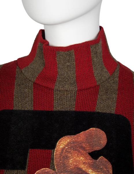 Jean Paul Gaultier Vintage AW 1986 'Russian Constructivist' Collection Wrestler Number 2 Striped Sweater