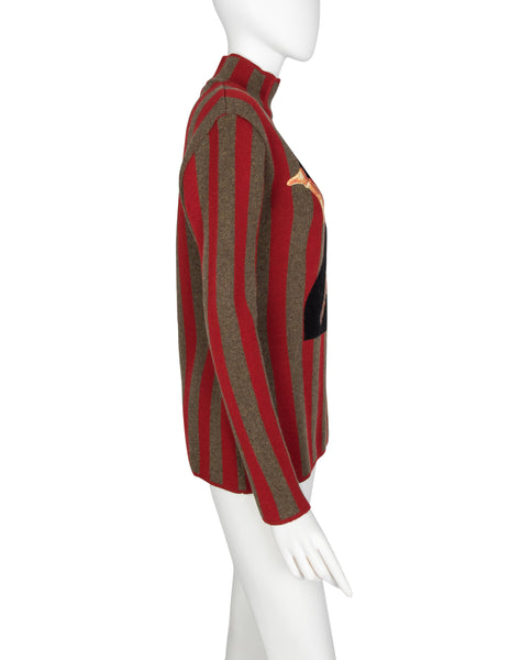 Jean Paul Gaultier Vintage AW 1986 'Russian Constructivist' Collection Wrestler Number 2 Striped Sweater