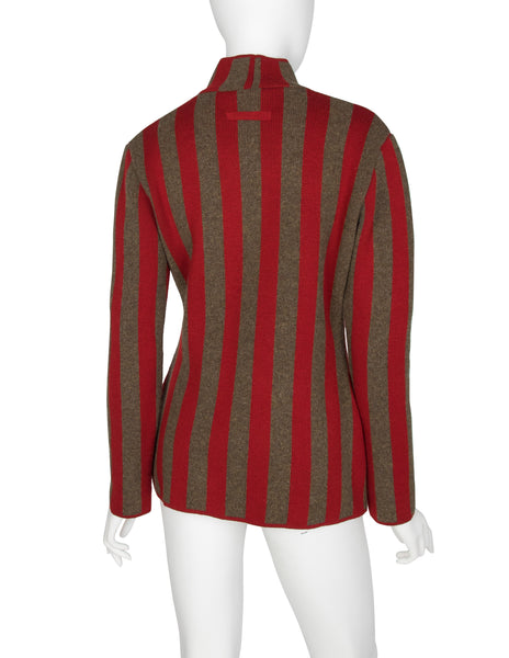 Jean Paul Gaultier Vintage AW 1986 'Russian Constructivist' Collection Wrestler Number 2 Striped Sweater
