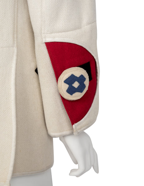 Jean Charles de Castelbajac Vintage AW 1990 Off-White Wool Coat with Handmade Buttons