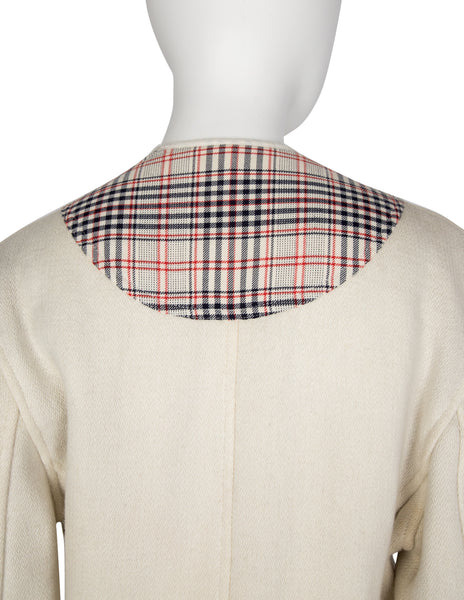 Jean Charles de Castelbajac Vintage AW 1990 Off-White Wool Coat with Handmade Buttons