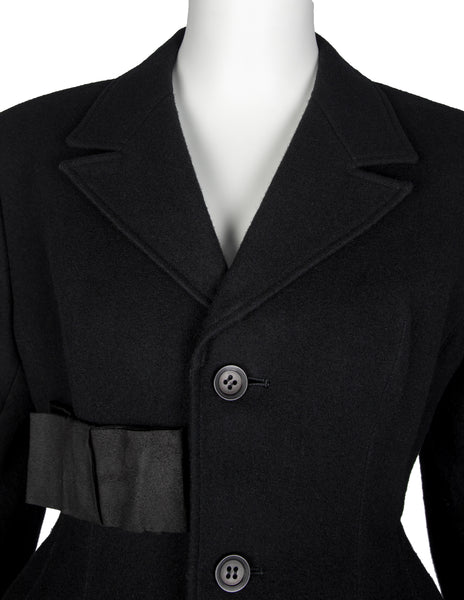 Yohji Yamamoto Vintage AW 1988 Rare Black and Grey Wool Hourglass Bar Jacket