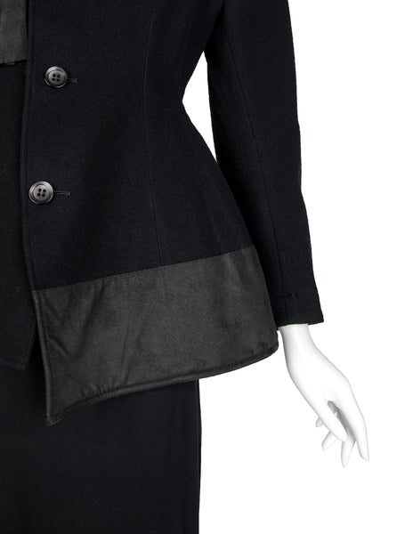 Yohji Yamamoto Vintage AW 1988 Rare Black and Grey Wool Hourglass Bar Jacket