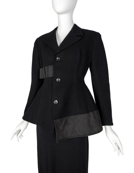 Yohji Yamamoto Vintage AW 1988 Rare Black and Grey Wool Hourglass Bar Jacket