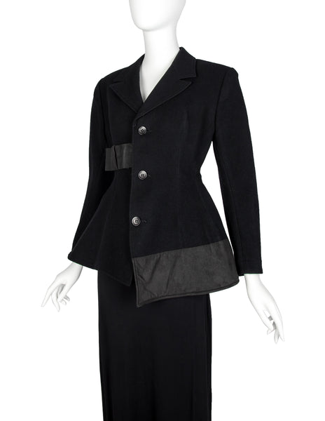 Yohji Yamamoto Vintage AW 1988 Rare Black and Grey Wool Hourglass Bar Jacket