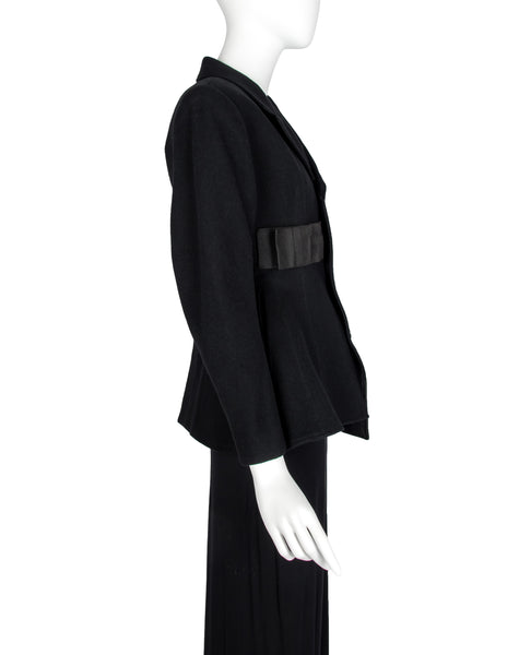 Yohji Yamamoto Vintage AW 1988 Rare Black and Grey Wool Hourglass Bar Jacket