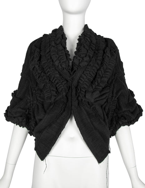 TAO Comme des Garcons Vintage AW 2008 Black Wool Ruffle Bolero Jacket