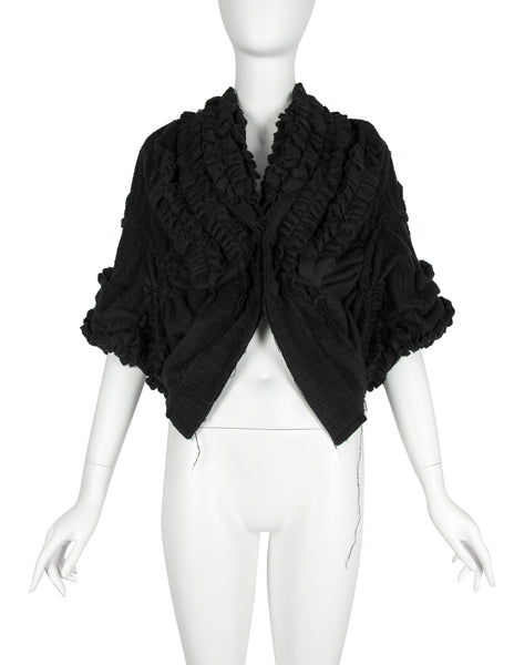 TAO Comme des Garcons Vintage AW 2008 Black Wool Ruffle Bolero Jacket