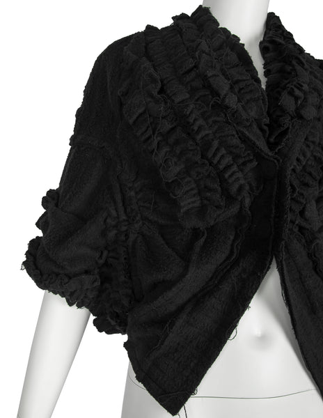 TAO Comme des Garcons Vintage AW 2008 Black Wool Ruffle Bolero Jacket