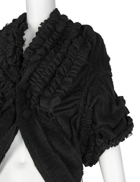 TAO Comme des Garcons Vintage AW 2008 Black Wool Ruffle Bolero Jacket