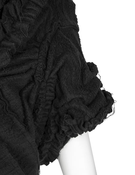 TAO Comme des Garcons Vintage AW 2008 Black Wool Ruffle Bolero Jacket