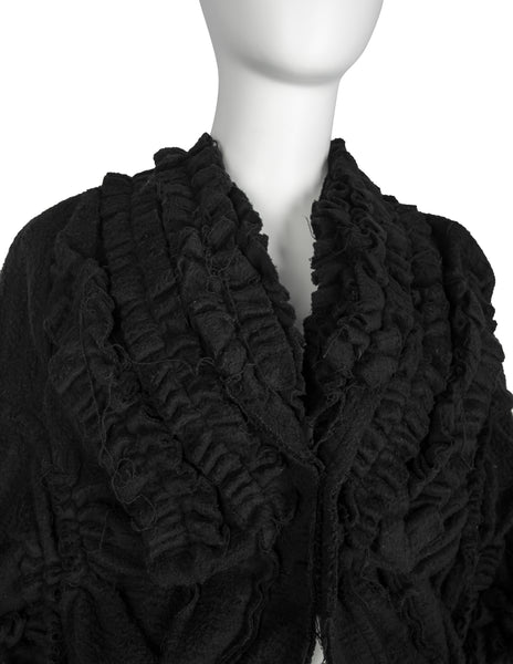 TAO Comme des Garcons Vintage AW 2008 Black Wool Ruffle Bolero Jacket