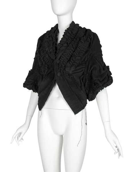 TAO Comme des Garcons Vintage AW 2008 Black Wool Ruffle Bolero Jacket