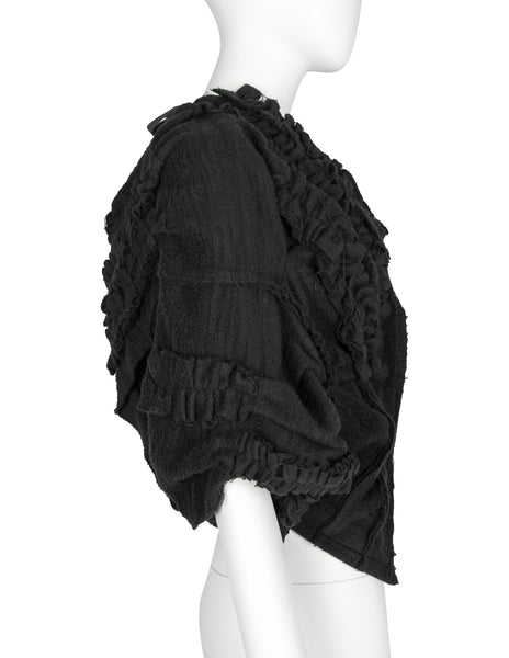 TAO Comme des Garcons Vintage AW 2008 Black Wool Ruffle Bolero Jacket