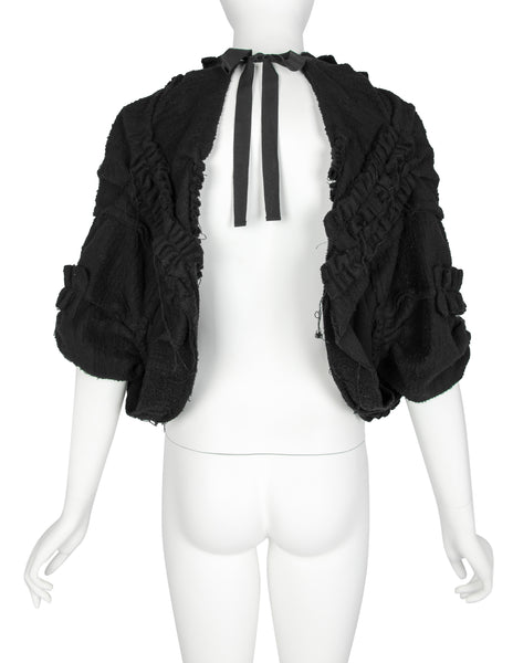 TAO Comme des Garcons Vintage AW 2008 Black Wool Ruffle Bolero Jacket