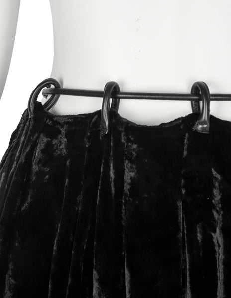 Gucci Vintage AW 1999 by Tom Ford Crushed Velvet Leather Drawstring Skirt