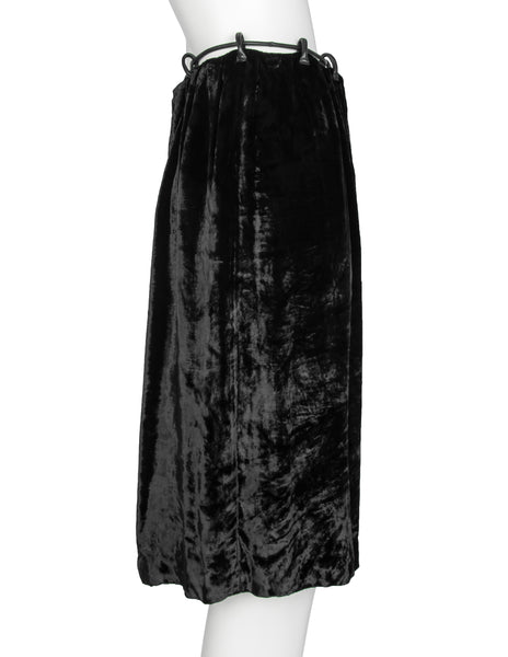 Gucci Vintage AW 1999 by Tom Ford Crushed Velvet Leather Drawstring Skirt