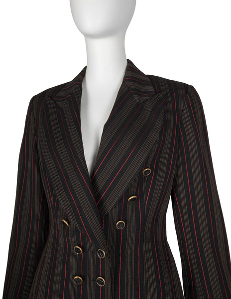 Christian Dior by Gianfranco Ferre Vintage AW 1994 Black Red Striped Jacket and Pant Suit