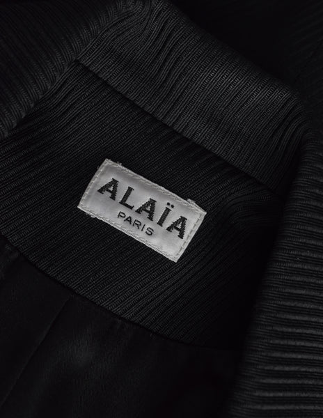 Azzedine Alaia Vintage 1980s Black Ribbed Jacket and Skirt Suit