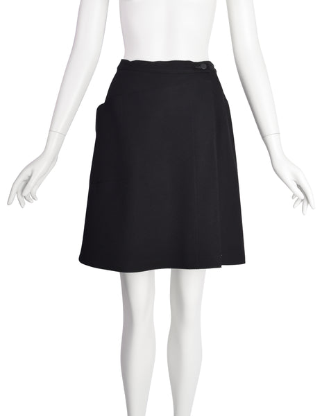 Azzedine Alaia Vintage 1980s Black Ribbed Jacket and Skirt Suit