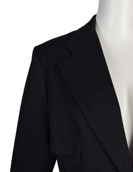 Azzedine Alaia Vintage 1980s Black Ribbed Jacket and Skirt Suit