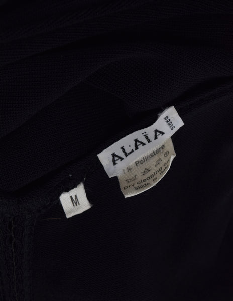 Azzedine Alaia Vintage SS 1988 Black Paneled Plunging Drop Waist Dress