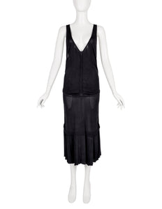 Azzedine Alaia Vintage SS 1988 Black Paneled Plunging Drop Waist Dress