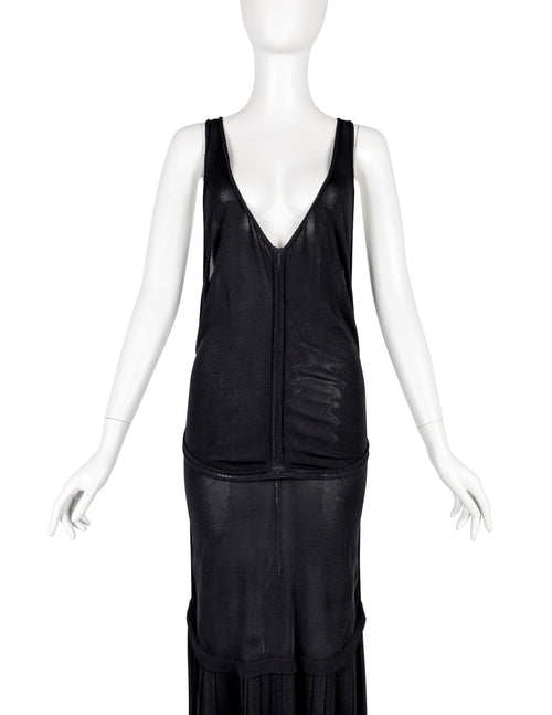 Azzedine Alaia Vintage SS 1988 Black Paneled Plunging Drop Waist
