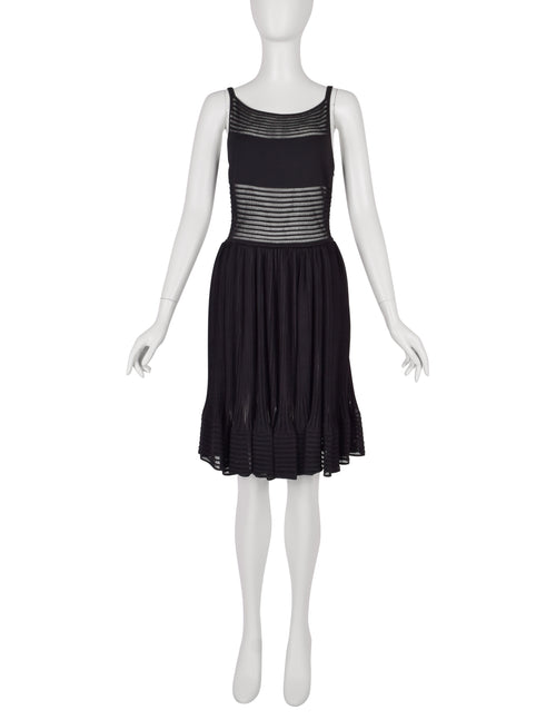 Azzedine Alaia SS 2013 Black Net Paneled Fit & Flare Mini Dress Amarcord Vintage Fashion Azzedine Alaia SS 2013 Black Net Paneled Fit & Flare Mini Dress Amarcord Vintage Fashion