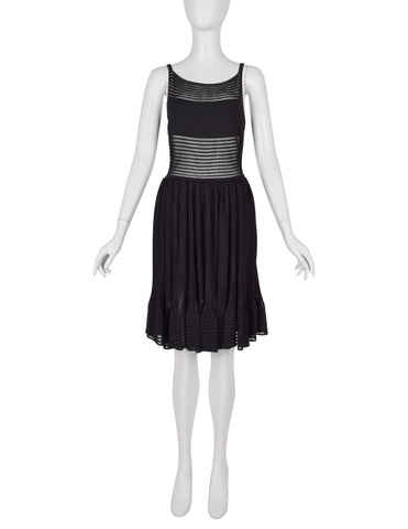 Azzedine Alaia SS 2013 Black Net Paneled Fit & Flare Mini Dress