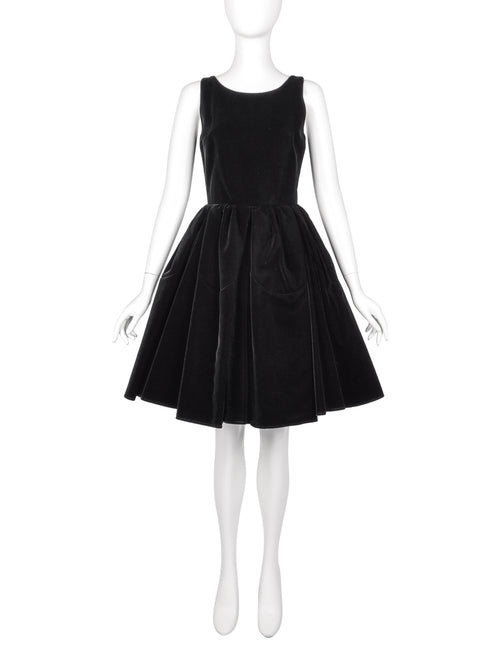Azzedine Alaia Vintage Black Velvet Fit and Flare Full Skirt Dress –  Amarcord Vintage Fashion