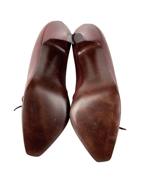 Azzedine Alaia Vintage SS 1987 Rare Burgundy Leather Cutout Heels