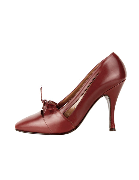 Azzedine Alaia Vintage SS 1987 Rare Burgundy Leather Cutout Heels