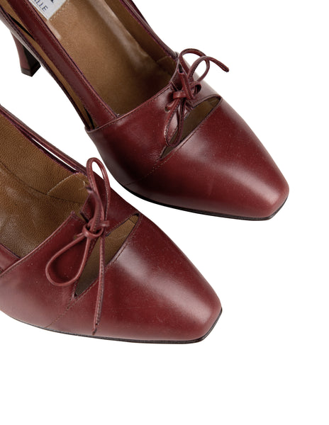 Azzedine Alaia Vintage SS 1987 Rare Burgundy Leather Cutout Heels