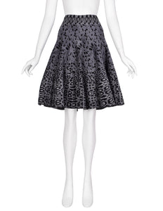 Azzedine Alaia AW 2011 Grey Leopard Knit Fluted Skirt