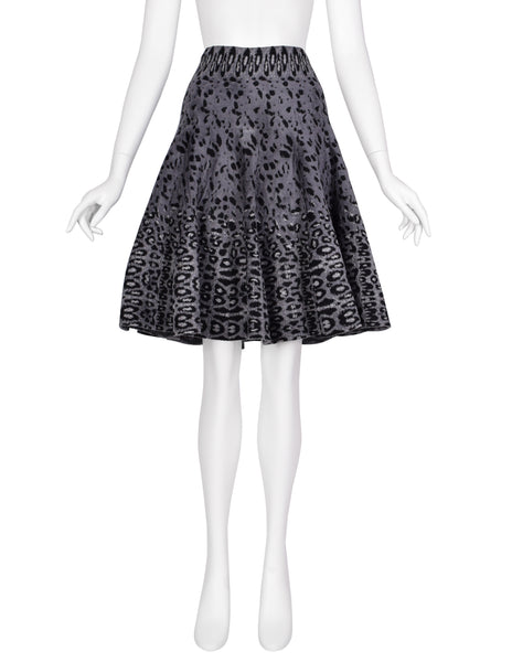 Azzedine Alaia AW 2011 Grey Leopard Knit Fluted Skirt