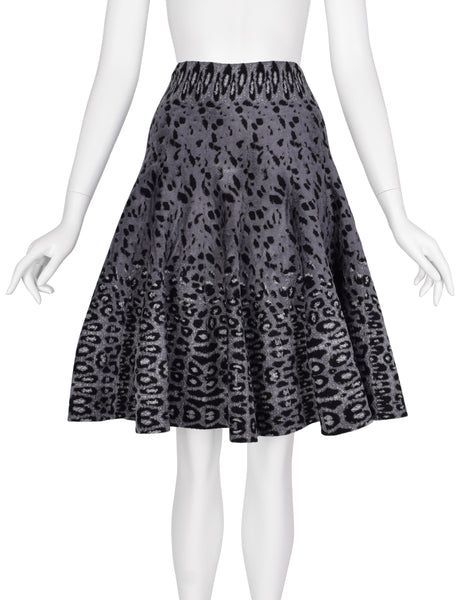 Azzedine Alaia AW 2011 Grey Leopard Knit Fluted Skirt