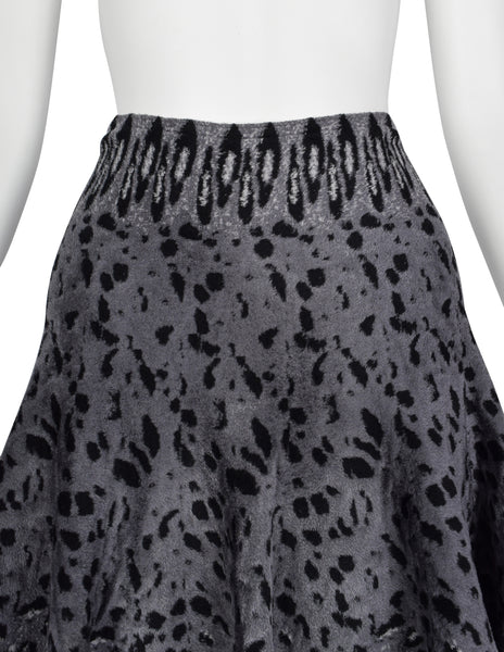 Azzedine Alaia AW 2011 Grey Leopard Knit Fluted Skirt