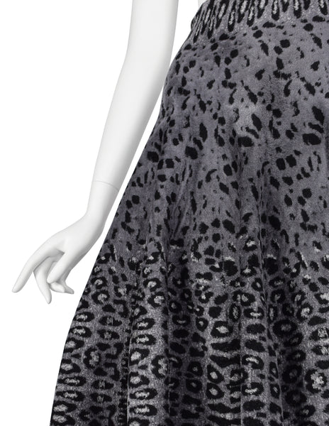Azzedine Alaia AW 2011 Grey Leopard Knit Fluted Skirt