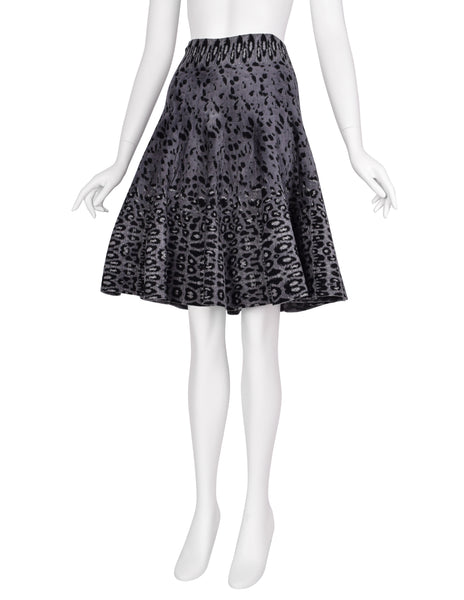Azzedine Alaia AW 2011 Grey Leopard Knit Fluted Skirt