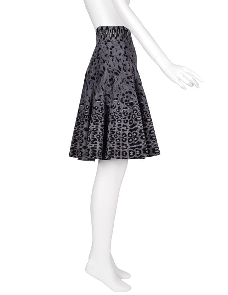 Azzedine Alaia AW 2011 Grey Leopard Knit Fluted Skirt