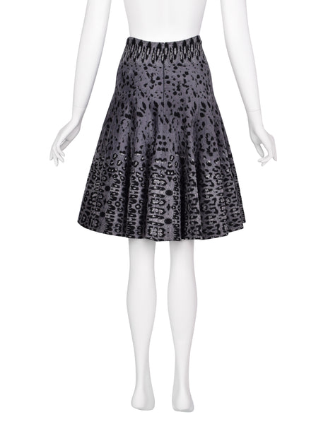 Azzedine Alaia AW 2011 Grey Leopard Knit Fluted Skirt