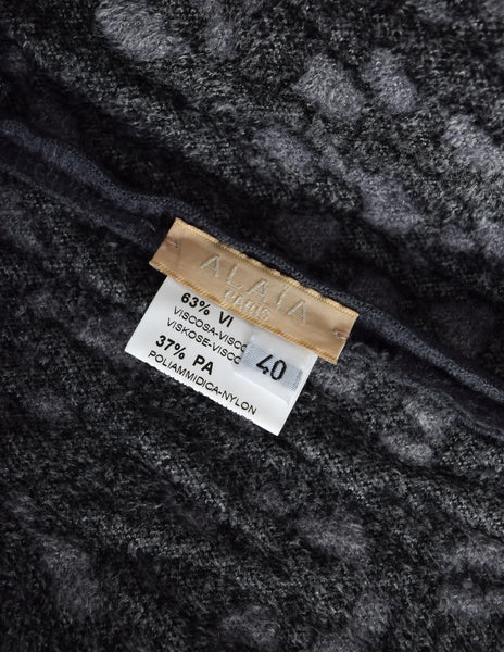 Azzedine Alaia AW 2011 Grey Leopard Knit Fluted Skirt