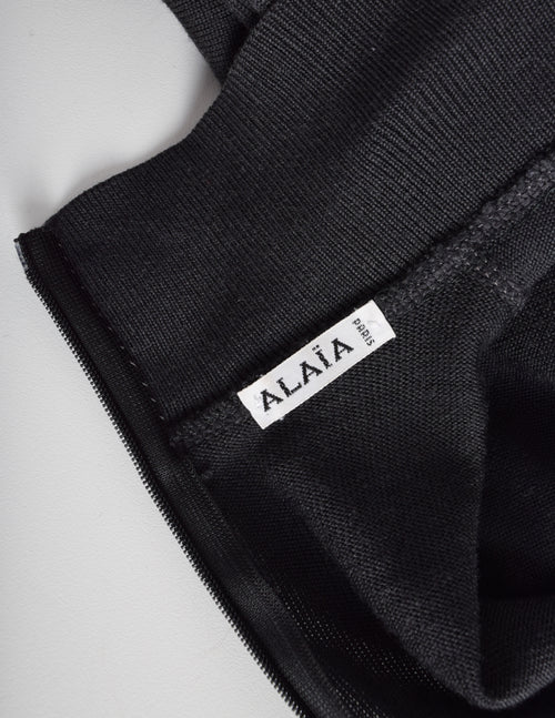 Azzedine Alaia Vintage 1980s Deep Grey Knit Wool Bodysuit
