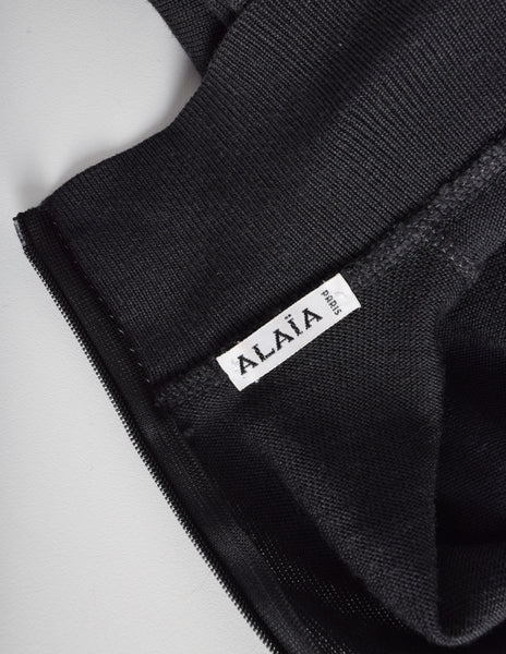 Azzedine Alaia Vintage 1980s Deep Grey Knit Wool Bodysuit