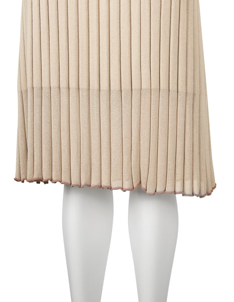 Azzedine Alaia Vintage SS 1987 Two Tone Beige Ribbed Knit Crop Top and Skirt Ensemble