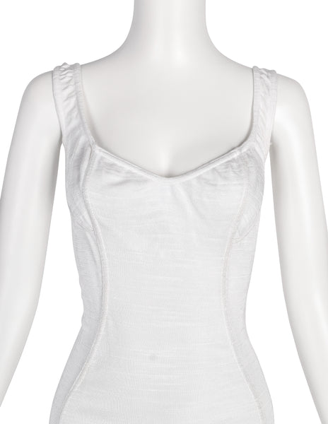 Azzedine Alaia Vintage SS 1991 White Textured Paneled Bodycon Mini Dress