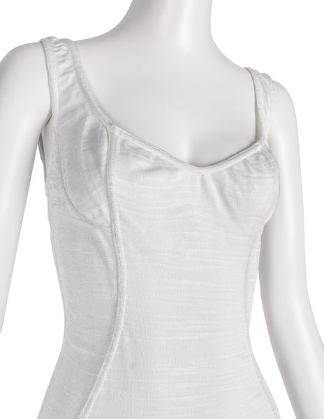 Azzedine Alaia Vintage SS 1991 White Textured Paneled Bodycon Mini Dress