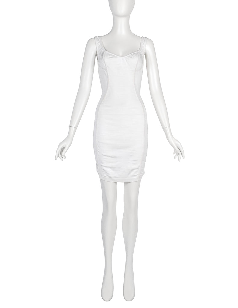 Azzedine Alaia Vintage SS 1991 White Textured Paneled Bodycon Mini Dre – Amarcord Vintage Fashion